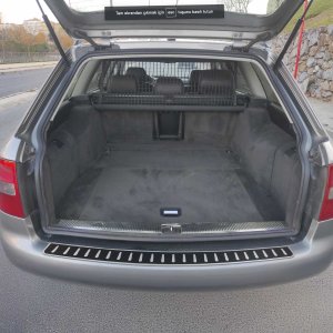 Audi A6 Rear Bumper Sill Cover - Omac - S.Steel + Carbon Foiled - Gloss Silver - '97-'04